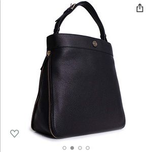 Tory Burch Robinson Pebbled Hobo Bag Black
